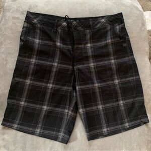 Mossimo Supply Co. Black and Gray Plaid Board Shorts